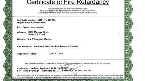 fire retardant certificate fire choices