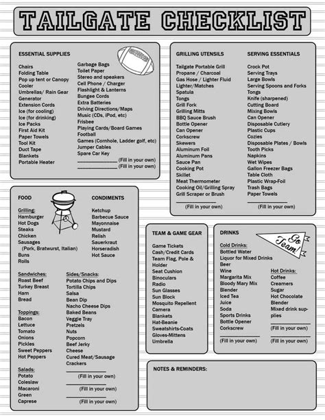 plan  perfect tailgate party  printable checklist tailgate party tailgaiting
