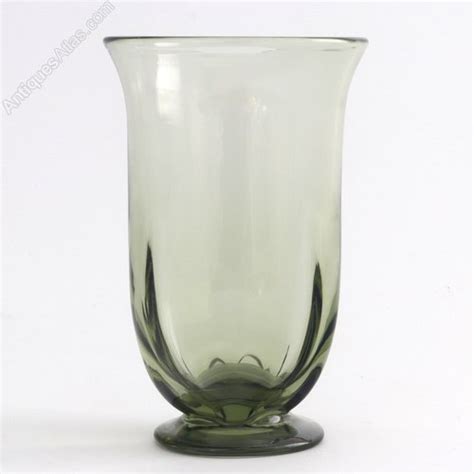 Antiques Atlas Stourbridge Sea Green Footed Glass Vase C1930s