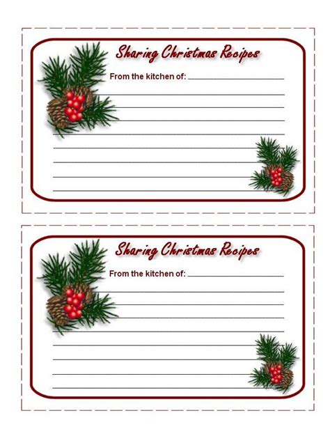 printable christmas recipe cards printable word searches