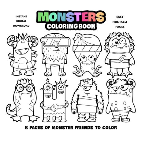 monsters coloring book  kids printable coloring pages  children