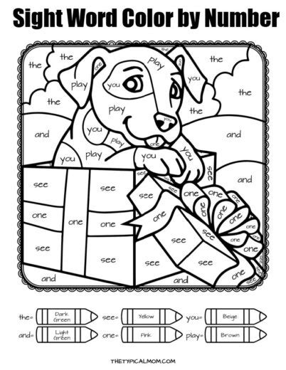 sight word coloring pages  sight word color  number practice