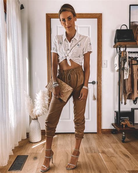 ways  wear faux leather joggers  summer karina style diaries