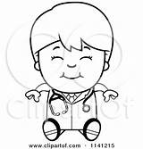 Veterinarian Doctor Boy Clipart Sitting Happy Coloring Cartoon Cory Thoman Vector Outlined Royalty Kid sketch template