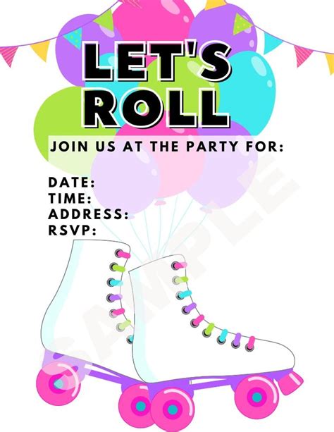 printable roller skating party invitations parties  personal