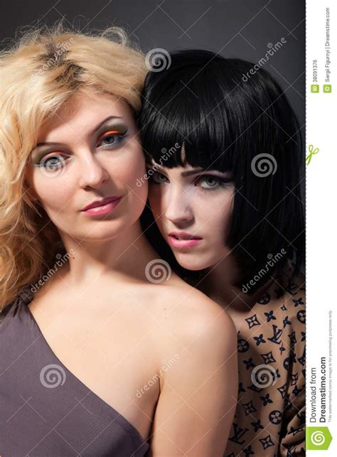 Two Young Attractive Lesbians Are Hugging Royalty Free Stock Image