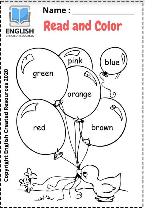 coloring worksheets  kids read  color english created resources