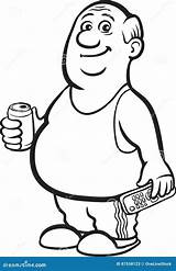 Fat Man Drawing Cartoon Person Retired Beer Whiteboard Coloring Line Vector Drawings Illustration Getdrawings Preview sketch template