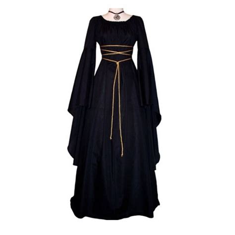 2020 medieval maxi gown gothic vintage bandage women summer black retro