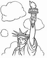 Liberty Statue Coloring Clouds Color Pages sketch template