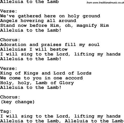 country southern  bluegrass gospel song alleluia   lamb lyrics