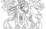 Krishna Coloring Pages Flute Playing Pencil Baby Getcolorings sketch template