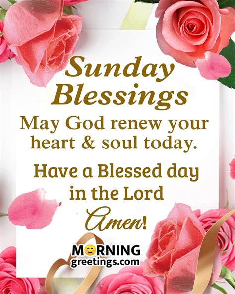 A Greeting Card With Pink Roses And The Words Sunday Blessing May God