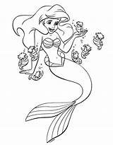 Coloring Pages Mermaid Little Fish Girls Sheets sketch template