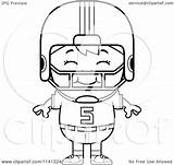 Football Player Cartoon Boy Coloring Clipart Happy Outlined Vector Cory Thoman Clipartof Royalty Pages sketch template