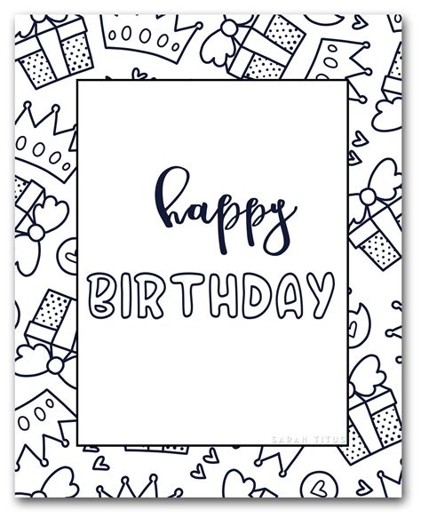 printable happy birthday coloring pages birthday card