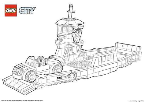 lego city boat transport ferry coloring page printable