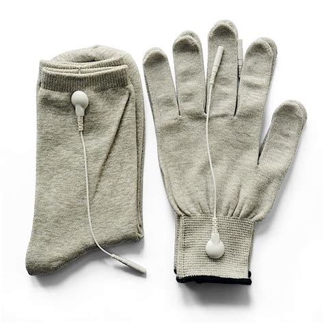 Pair Of Conductive Fiber Electrode Gloves With Conductive Massage Socks