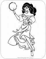 Esmeralda Hunchback Disneyclips Quasimodo Tambourine sketch template
