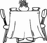 Dining Table Room Coloring Furniture Clipart Pages Clipartmag Drawing sketch template
