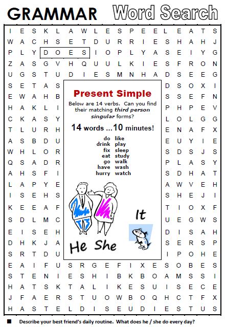 funny english pics present simple word search