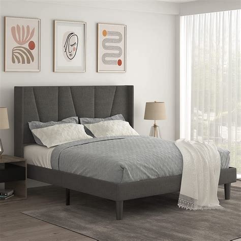 buy allewie full size modern platform bed frame  upholstered