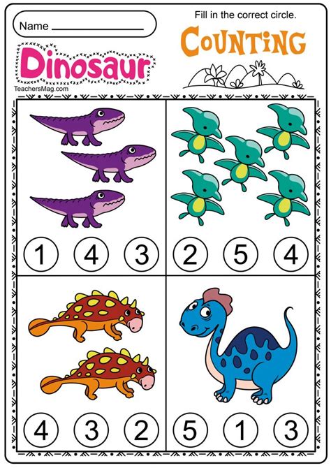 printable dinosaur worksheets  kindergarten references