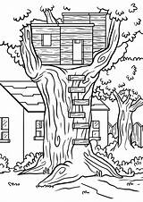 Treehouse Domek Baumhaus Drzewie Malvorlage Coloriage Druku Mewarnai Rumah Arbres Kolorowanka Supercoloring Cabane Casadelatinta Pohon Imprimer Kolorowanki Vectorizer Drzewa Severint sketch template