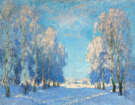 winters day konstantin ivanovich gorbatov russian impressionism