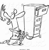 Filing Cabinet Cartoon Coloring Clipart Carrying Outlined Businessman Vector Cabinets Clip  Office 20clipart sketch template