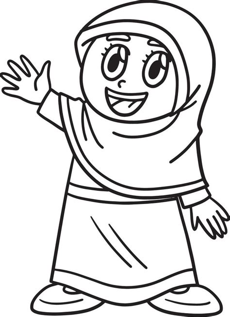 ramadan muslim girl isolated coloring page  vector art  vecteezy