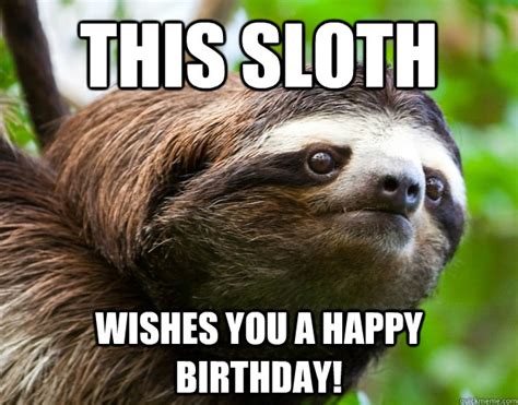 sloth wishes   happy birthday happy birthday sloth quickmeme