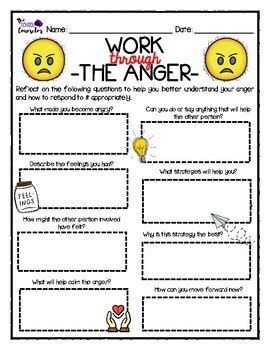 anger management worksheets set   school counselor sel tpt