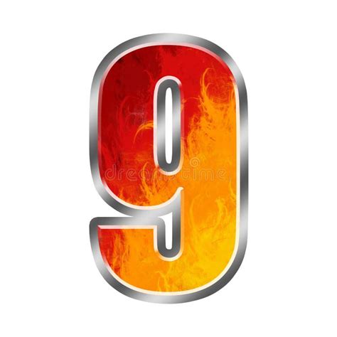 het alfabet nummer  negen van vlammen stock illustratie illustration  geisoleerd aansteken
