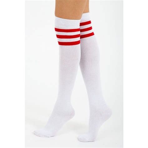 ryder red stripe knee high socks in white striped knee