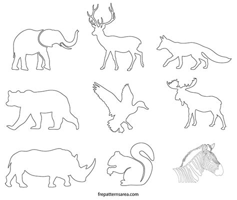 wildlife animal silhouette stencil vectors printable templates