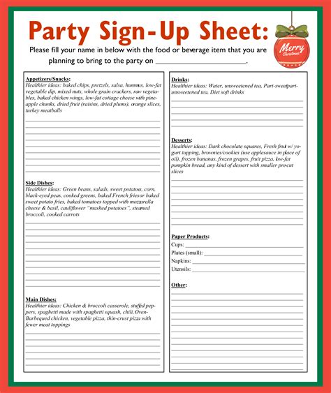 holiday potluck sign  sheet template perfect template ideas