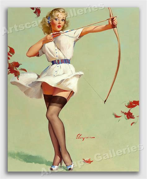 Elvgren Pin Up Girl Aiming High Archery Sexy Girl Poster 20x24 Ebay