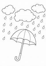 Rainy Coloring Pages Printable Umbrella Drawing Kid Cloudy Rain Sheets Easy Print Great Popular Letter sketch template