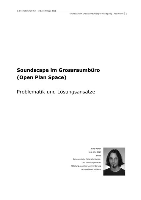 pdf soundscape im grossraumbüro open plan space problematik und lösungsansätze