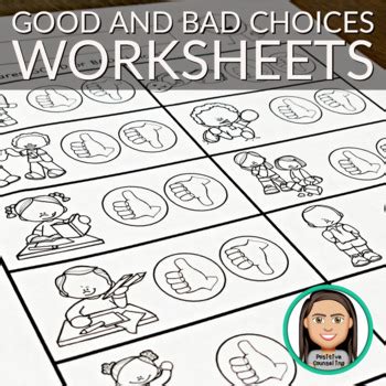 good  bad choices worksheets  positive counseling tpt