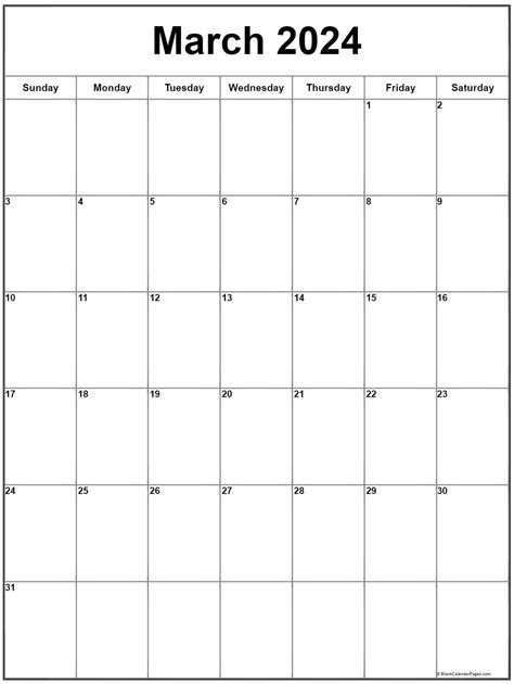 march  vertical calendar portrait
