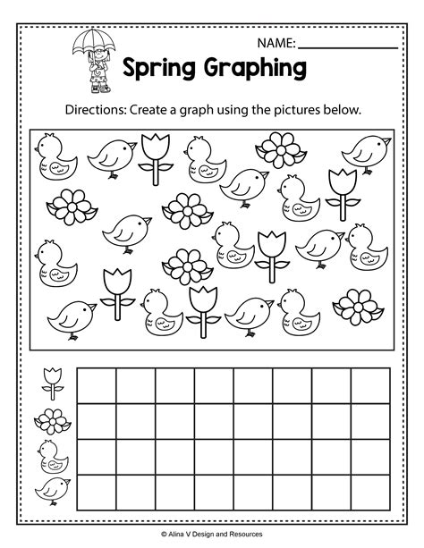 spring graphing spring math worksheets  activities  preschool
