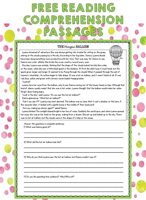 reading passages  grade reading comprehension passages grade  reading lesson
