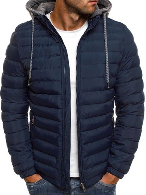 mens hooded puffer jackets coats winter warm zipper casual padded outerwear walmartcom
