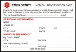 emergencyidcardtemplatesfree medical information medical