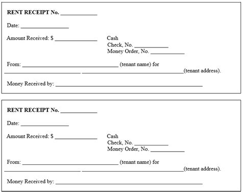 printable rent receipt templates word excel  collections