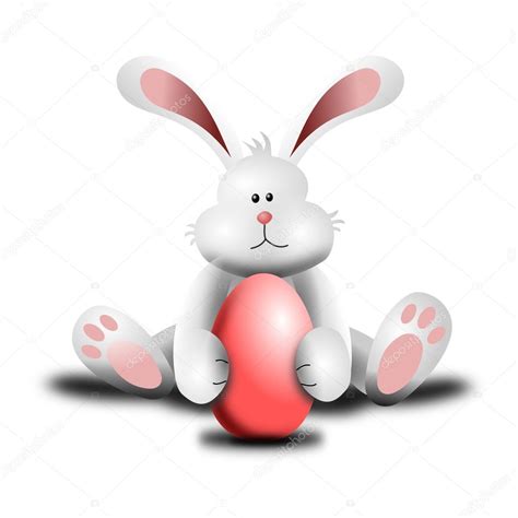 cute easter bunny holding egg stock photo  cingisiz