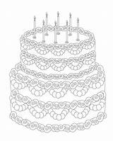 Coloring Birthday Cake Happy Pages Popular sketch template