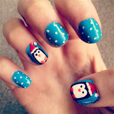 penguin cristmas nailart nails fashion christmas nail designs